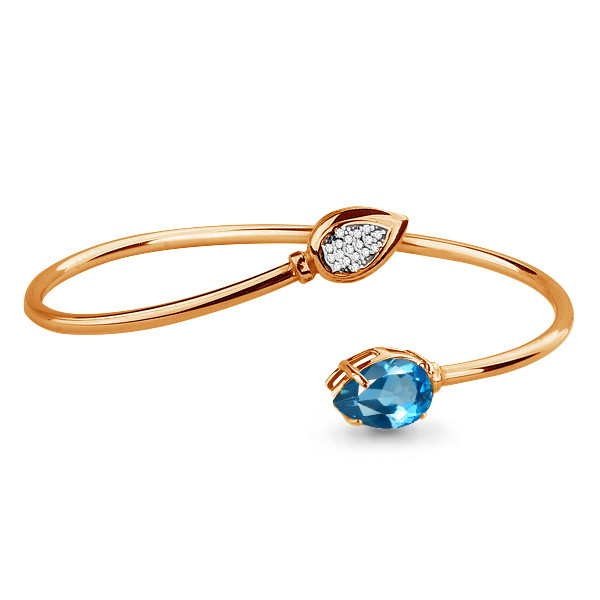 Жёсткий браслет Aquamarine 7416605А.6 позолота
