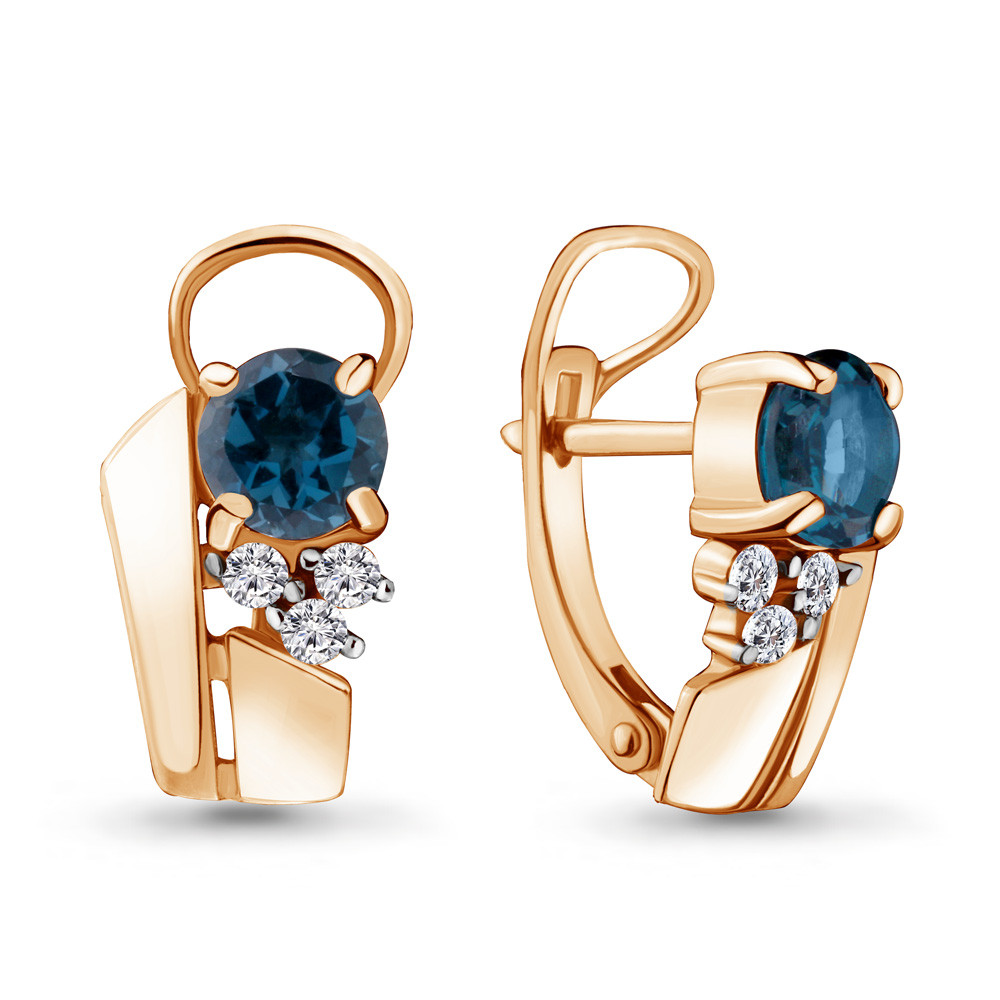 Серьги классические Aquamarine 4482308А.6 позолота