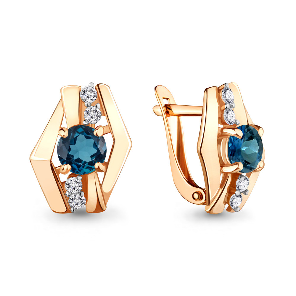 Серьги классические Aquamarine 4481308А.6 позолота