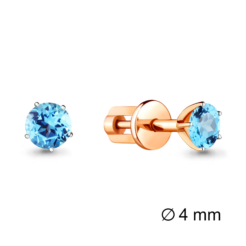 Серьги пуссеты Aquamarine 4403605.6 позолота