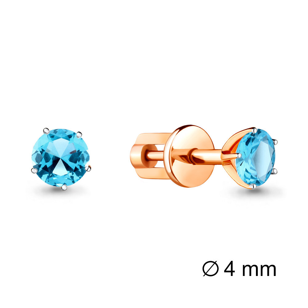 Серьги пуссеты Aquamarine 4403602.6 позолота
