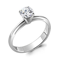 Серебряное помолвочное кольцо Aquamarine 63202.5 покрыто  родием