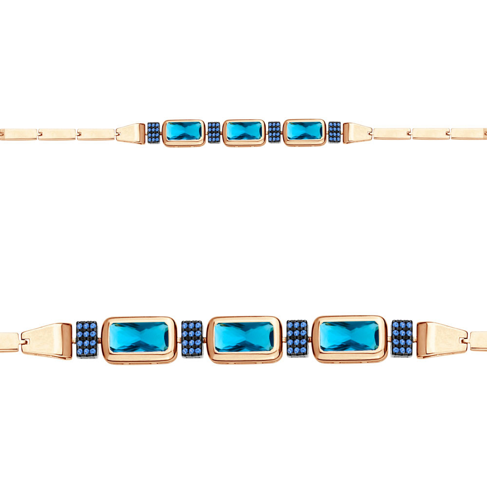 Браслет классический Aquamarine 7443493Б.6 позолота