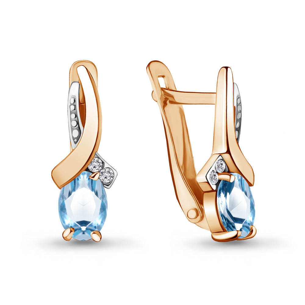 Серьги классические Aquamarine 4723505А.6 позолота