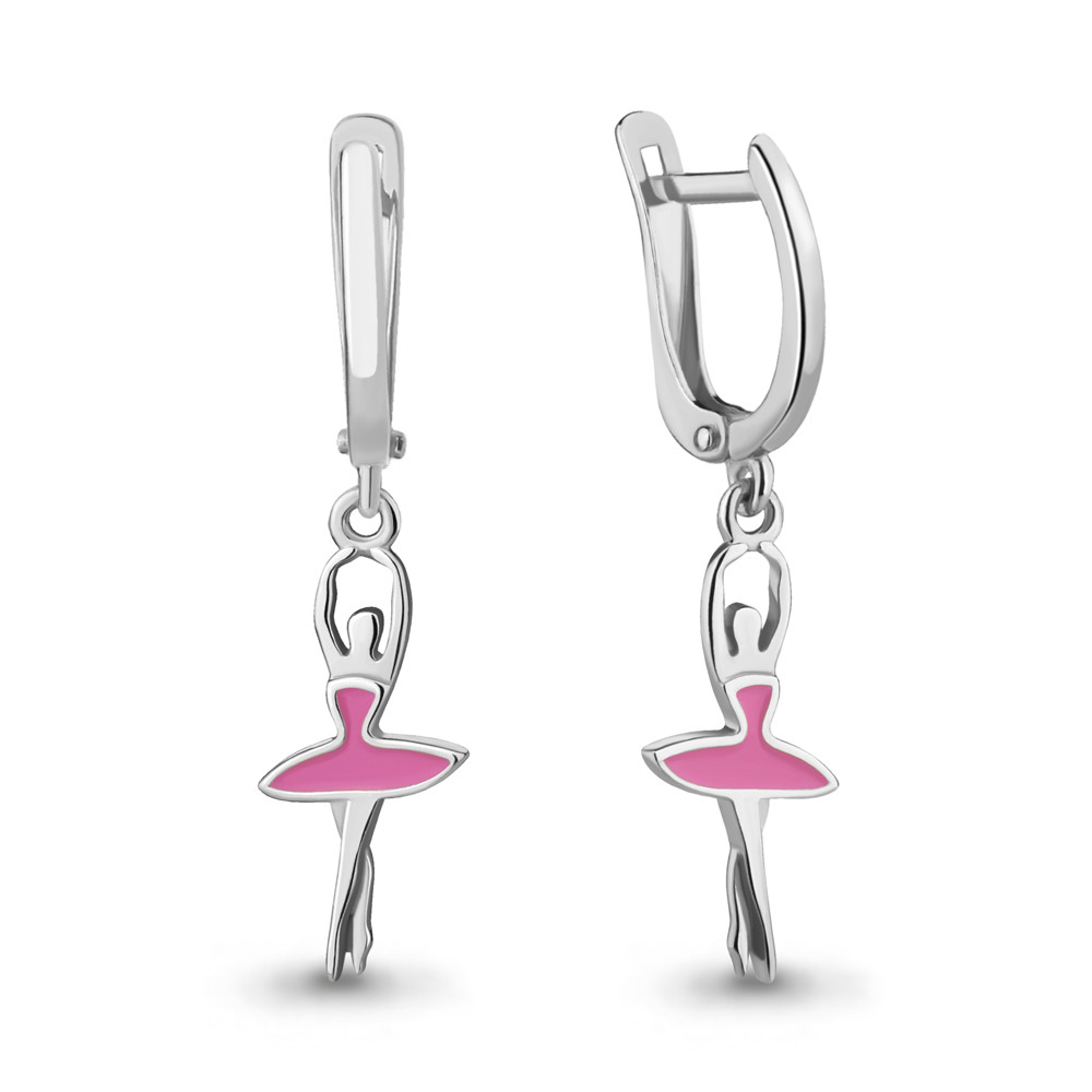 Серьги длинные из серебра Эмаль Aquamarine 33661.5 серебро с родием вставка эмаль коллекц. Happy