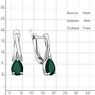 Серьги серебряные классические  Агат зеленый Aquamarine 4782409.5 покрыто  родием, фото 2