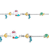 Серебряный браслет классический Эмаль Aquamarine 74423.5 покрыто родием коллекц. Hello Kitty