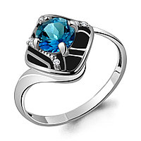 Серебряное кольцо Топаз Лондон Блю Фианит Эмаль Aquamarine 6566508А.5 покрыто родием коллекц. Rio