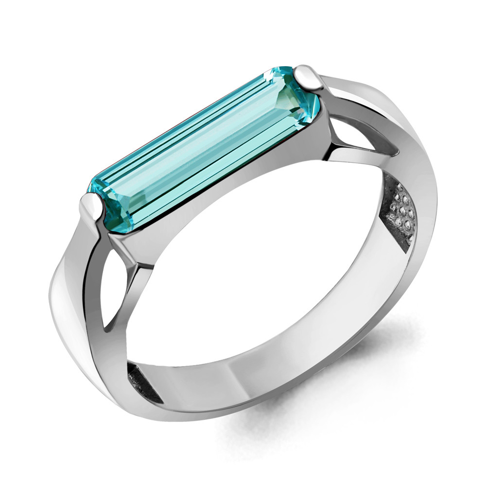 Серебряное кольцо, Нанотурмалин Aquamarine 6975788.5 покрыто родием, фото 1