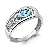 Кольцо из серебра Топаз Скай Блю Фианит Aquamarine 6969002А.5 покрыто родием