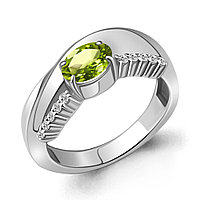 Серебряное кольцо Хризолит Фианит Aquamarine 6967807А.5 покрыто родием