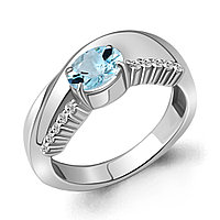 Кольцо из серебра Топаз Скай Блю Фианит Aquamarine 6967802А.5 покрыто родием