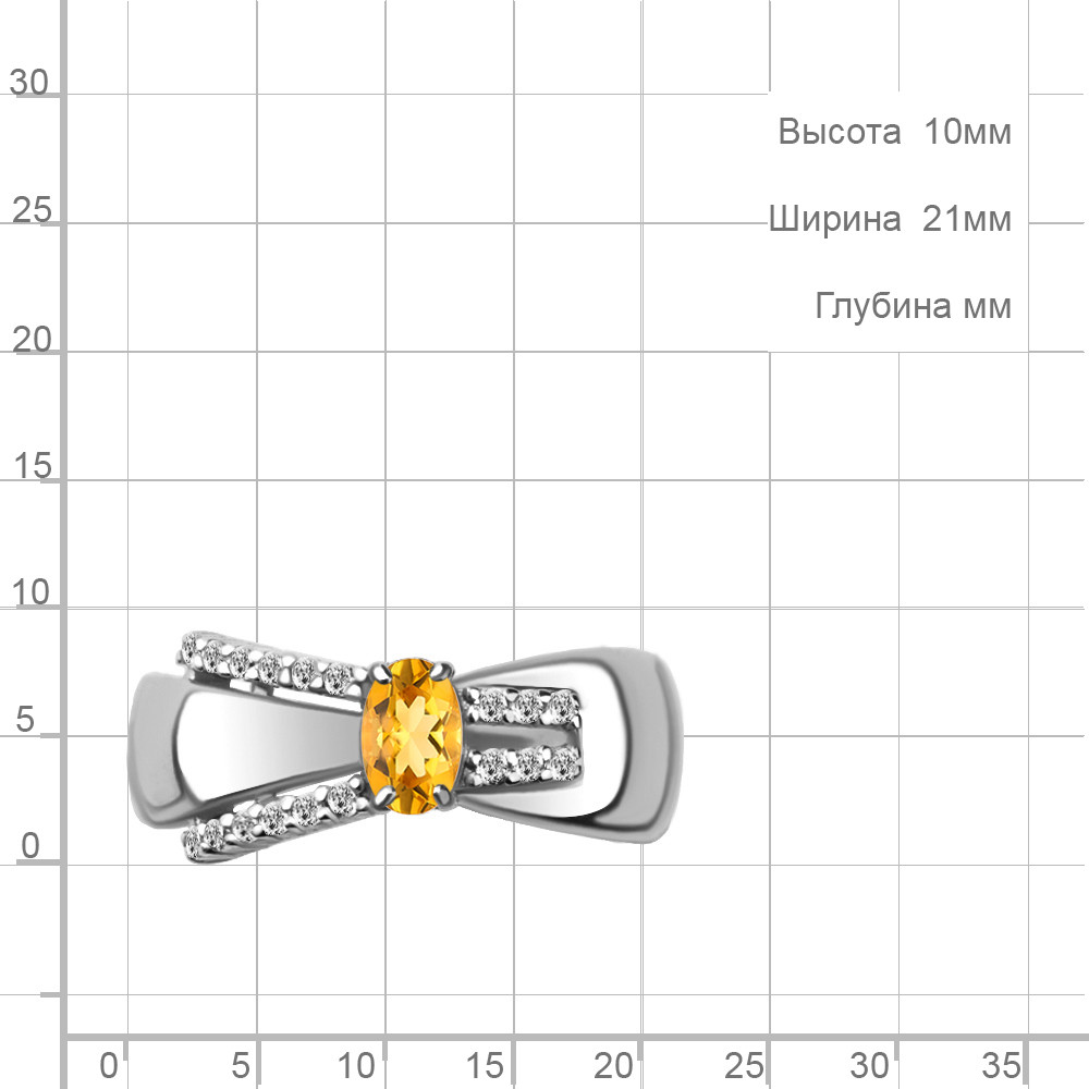 Кольцо из серебра Цитрин Фианит Aquamarine 6967706А.5 покрыто родием - фото 2 - id-p103072417