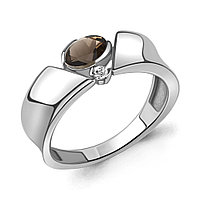 Кольцо из серебра Кварц дымчатый Фианит Aquamarine 6965701А.5 покрыто родием