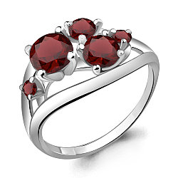 Серебряное кольцо  Гранат Aquamarine 6508803.5 покрыто  родием