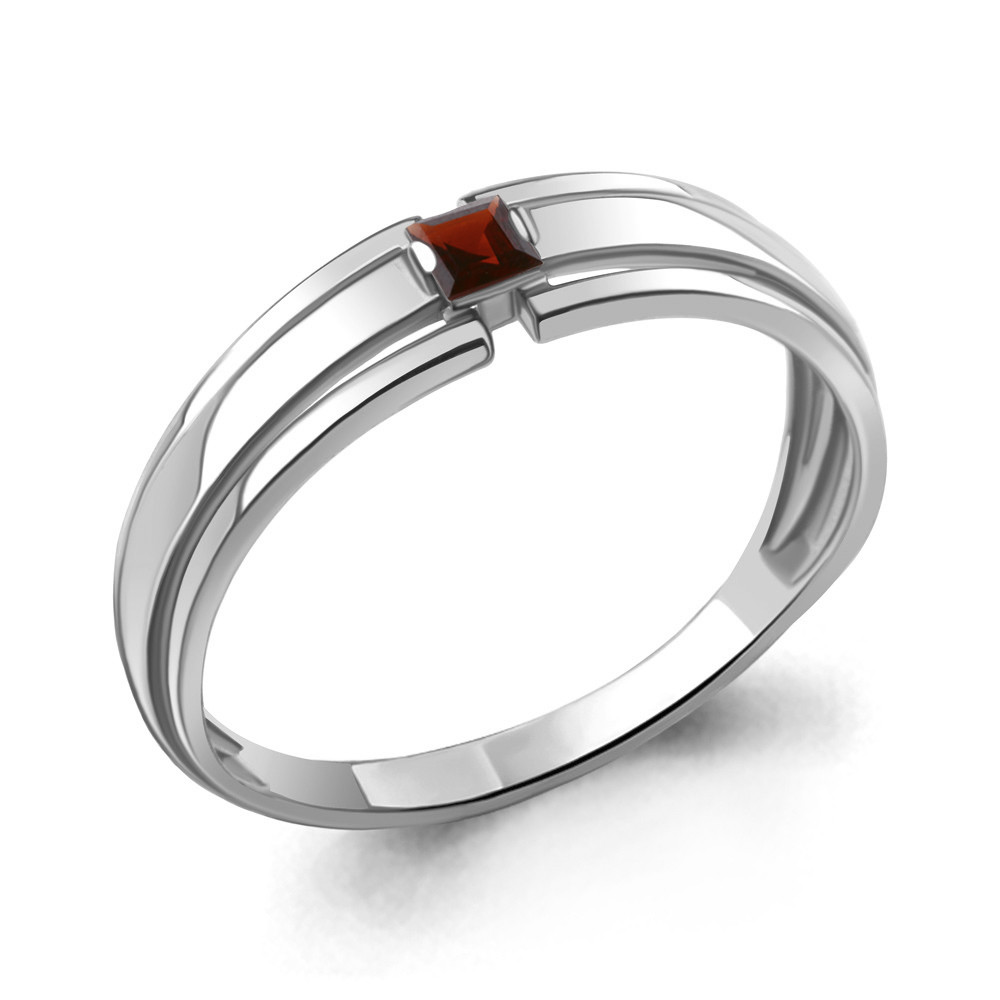 Серебряное кольцо, Гранат Aquamarine 6958103.5 покрыто  родием