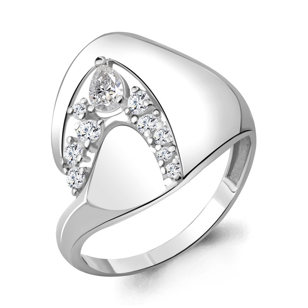 Серебряное кольцо  Фианит Aquamarine 64776А.5 покрыто  родием коллекц. Fresh