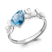 Серебряное кольцо Топаз Свисс Блю Фианит Aquamarine 6956005А.5 покрыто родием