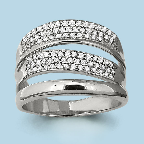 Серебряное кольцо  Фианит Aquamarine 63830А.5 покрыто  родием