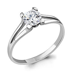 Серебряное кольцо  Фианит Aquamarine 632341.5 покрыто  родием