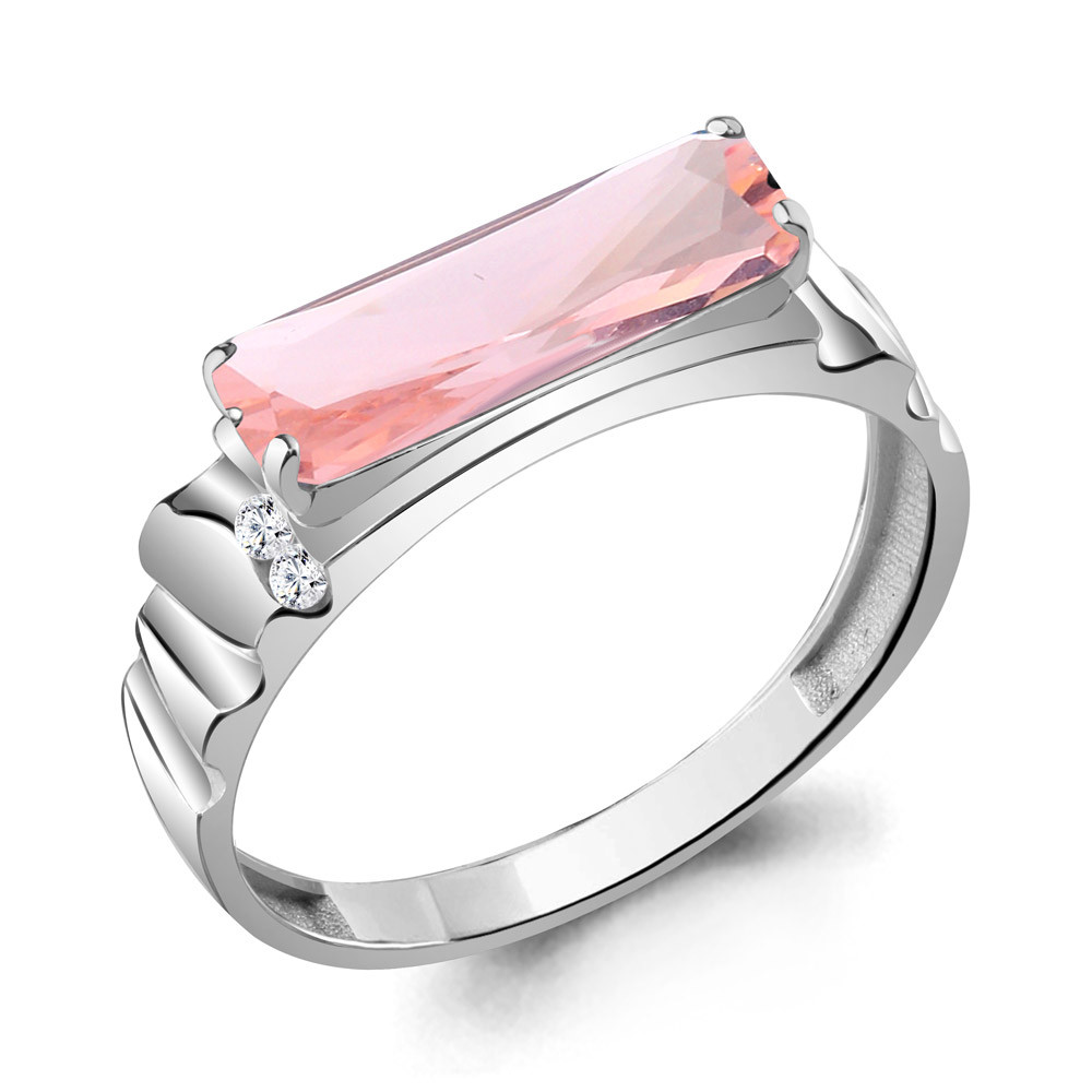 Серебряное кольцо Наноморганит Фианит Aquamarine 6934090А.5 покрыто родием