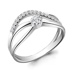 Серебряное кольцо  Фианит Aquamarine 62753А.5 покрыто  родием