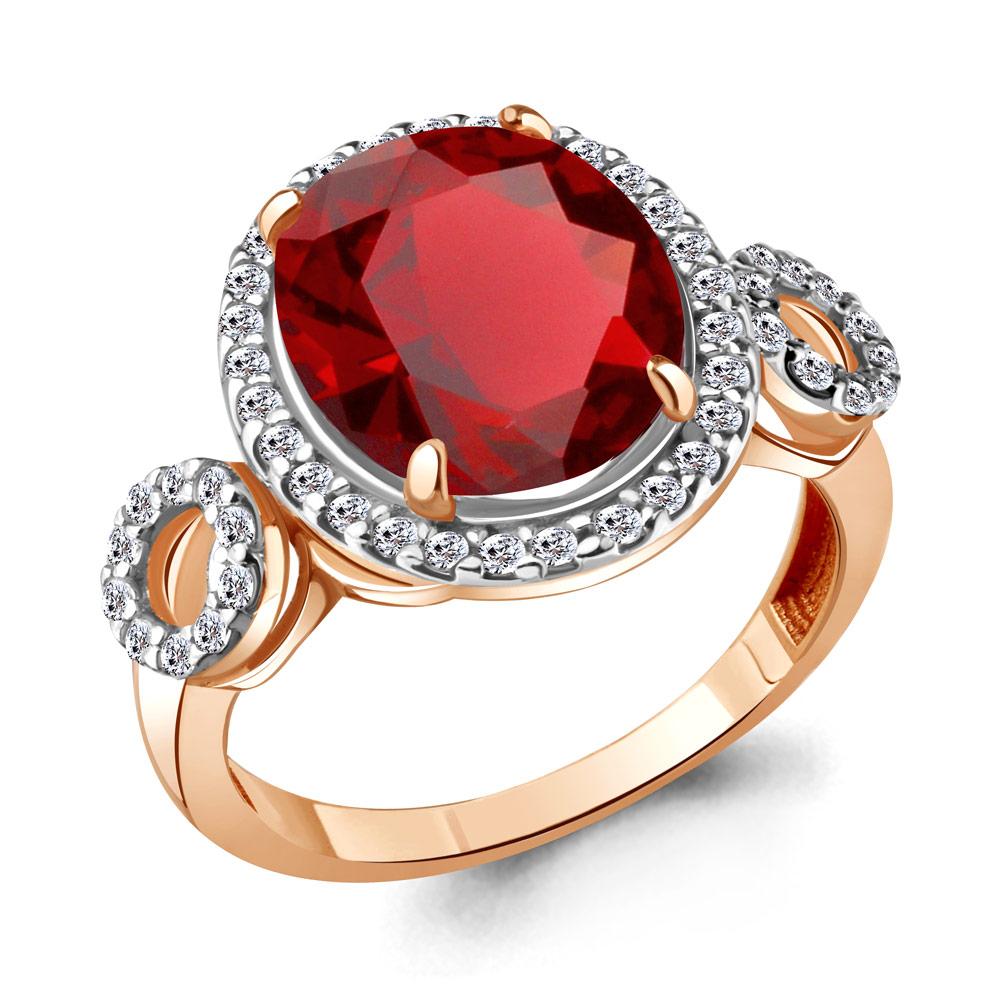 Кольцо Aquamarine 6916885А.6 серебро с позолотой