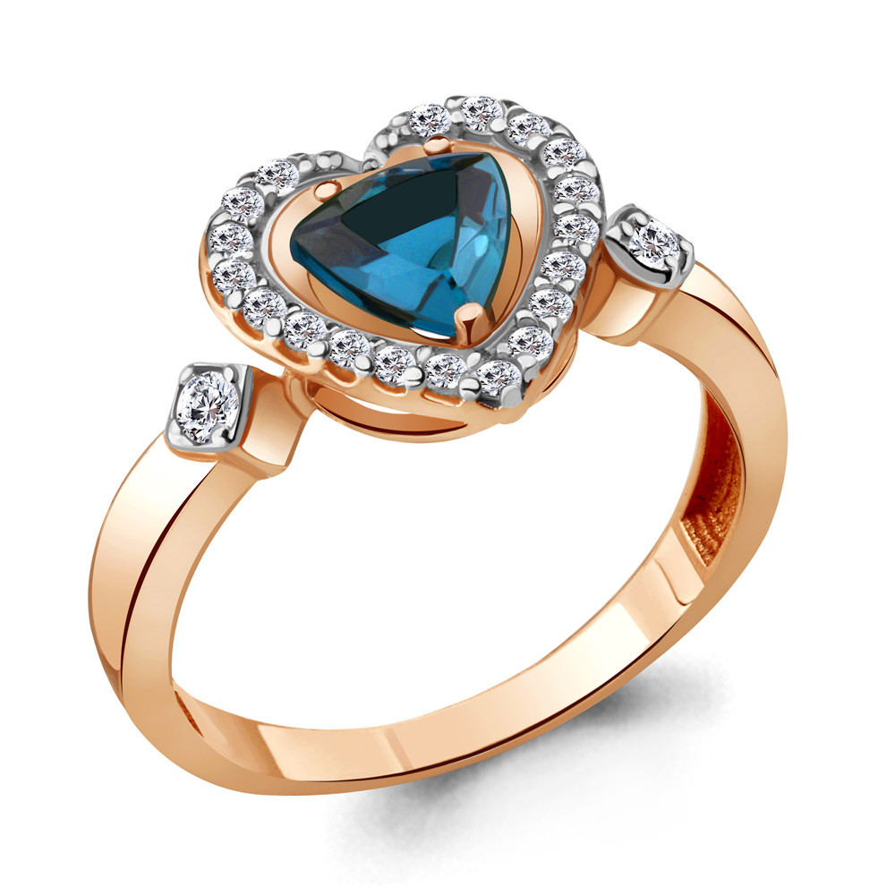 Кольцо Aquamarine 6916708А.6 серебро с позолотой