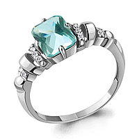 Серебряное кольцо Аметист Фианит Aquamarine 6914488А.5 покрыто родием коллекц. Каприз