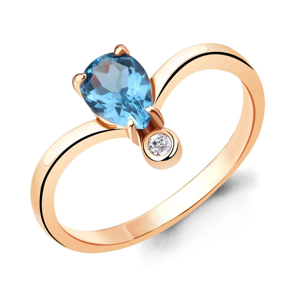 Кольцо Aquamarine 6915105А.6 серебро с позолотой