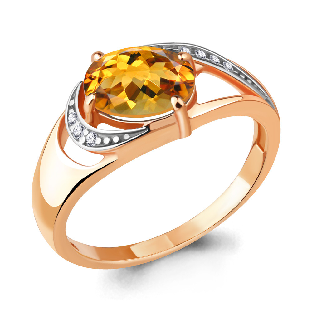 Кольцо Aquamarine 6914906А.6 серебро с позолотой