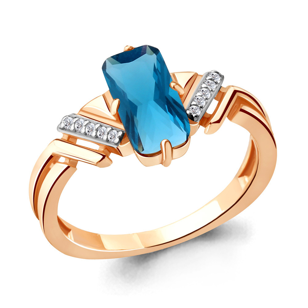 Кольцо Aquamarine 6913793А.6 серебро с позолотой коллекц. Каприз