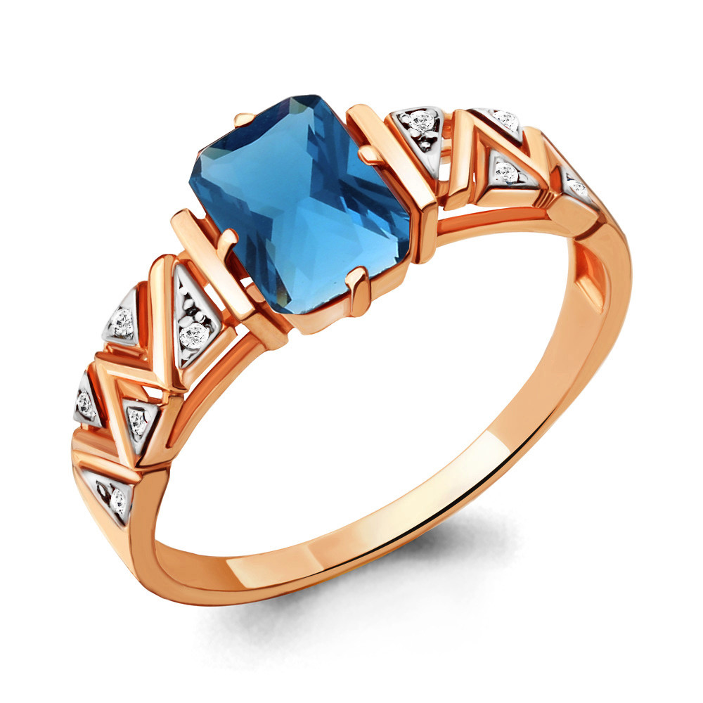 Кольцо Aquamarine 6913693А.6 серебро с позолотой коллекц. Каприз