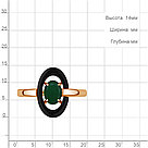 Серебряное кольцо  Агат зеленый  Керамическое покрытие Aquamarine 6911509.6 позолота коллекц. Neo, фото 2