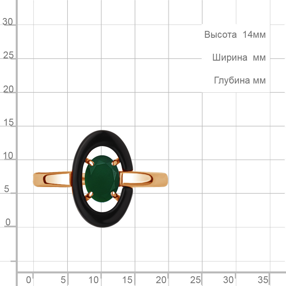 Серебряное кольцо Агат зеленый Керамическое покрытие Aquamarine 6911509.6 позолота коллекц. Neo - фото 2 - id-p103074429