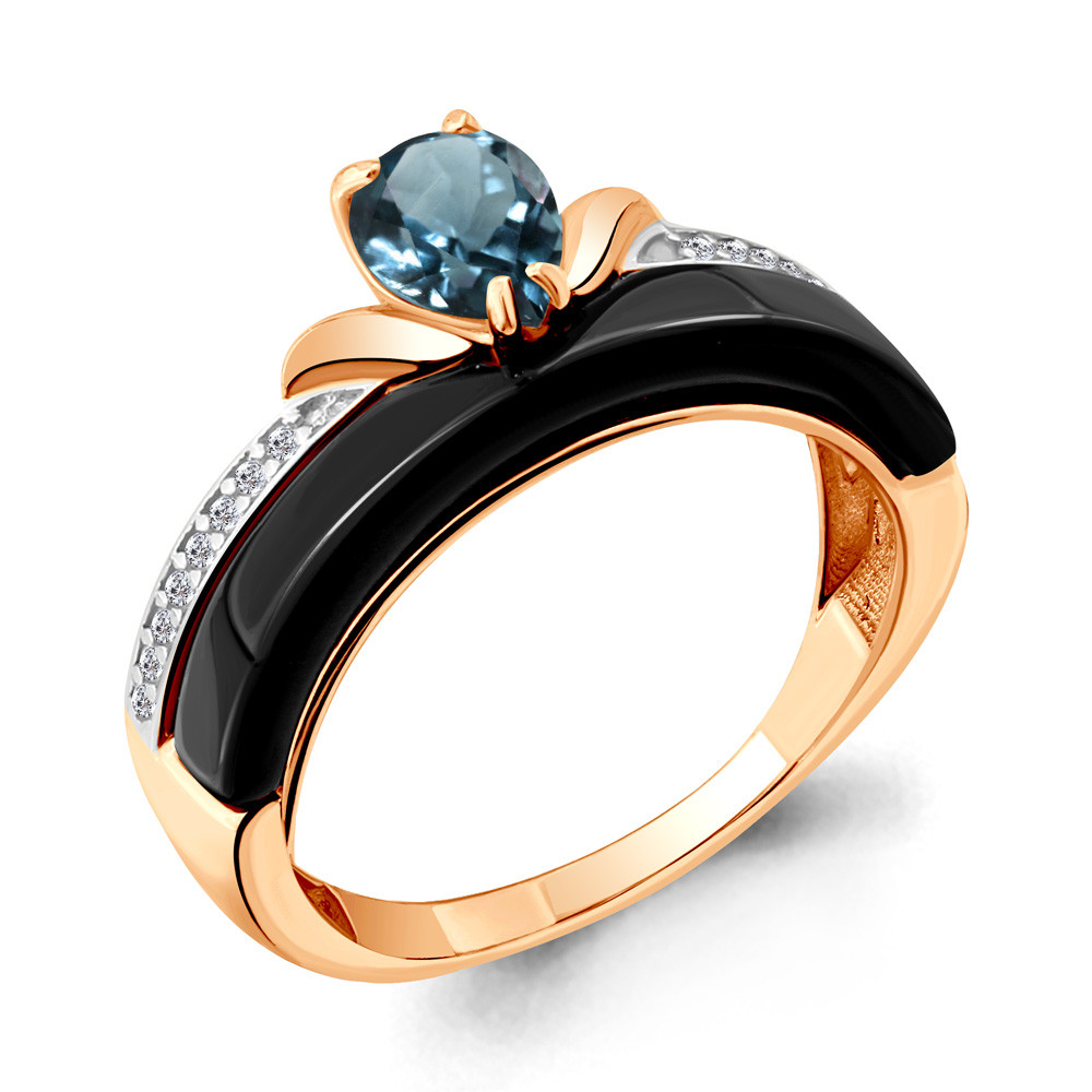 Кольцо Aquamarine 6911008А.6 серебро с позолотой коллекц. Neo