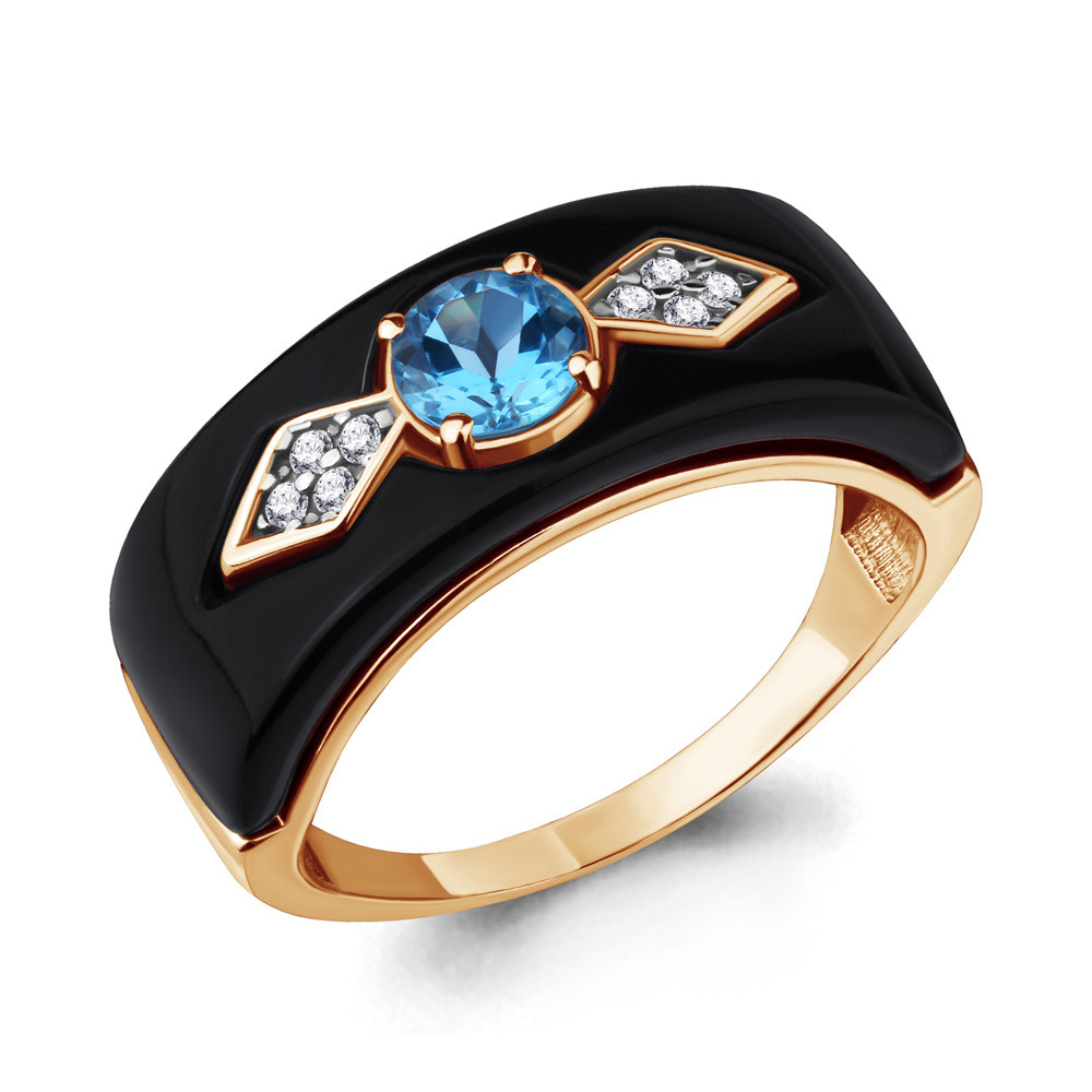 Кольцо Aquamarine 6910905А.6 серебро с позолотой коллекц. Neo