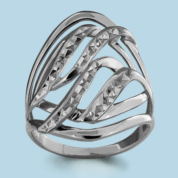 Серебряное кольцо Aquamarine 54125.5 покрыто родием