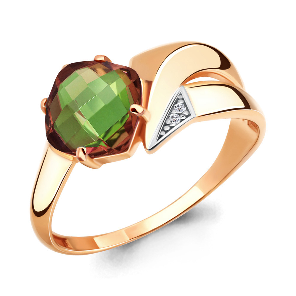 Кольцо Aquamarine 6906119А.6 серебро с позолотой