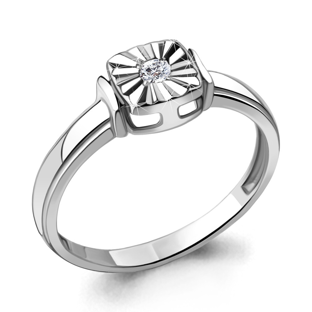 Серебряное кольцо Фианит Aquamarine 68975.5 покрыто родием коллекц. Sunshine
