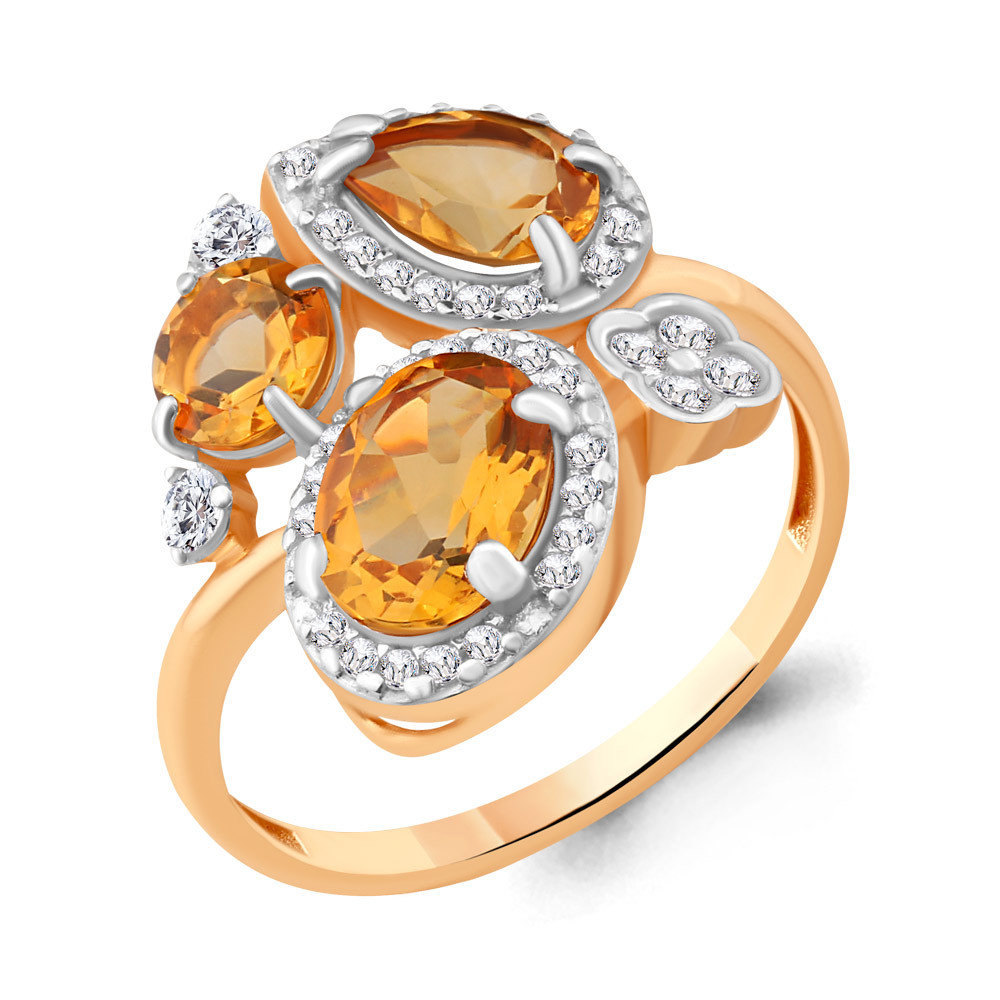 Кольцо Aquamarine 6904506А.6 серебро с позолотой