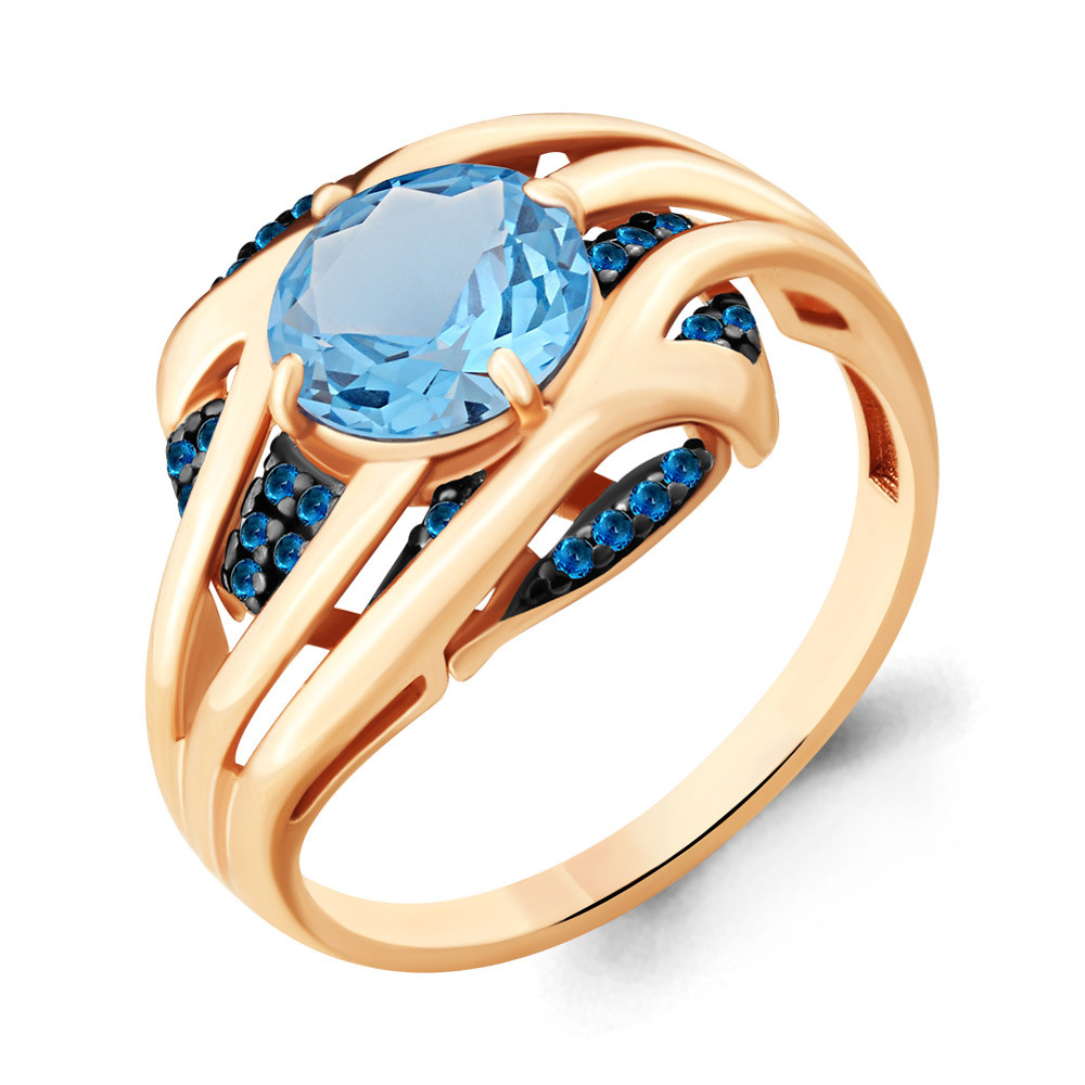 Кольцо Aquamarine 6903792Б.6 серебро с позолотой коллекц. Каприз