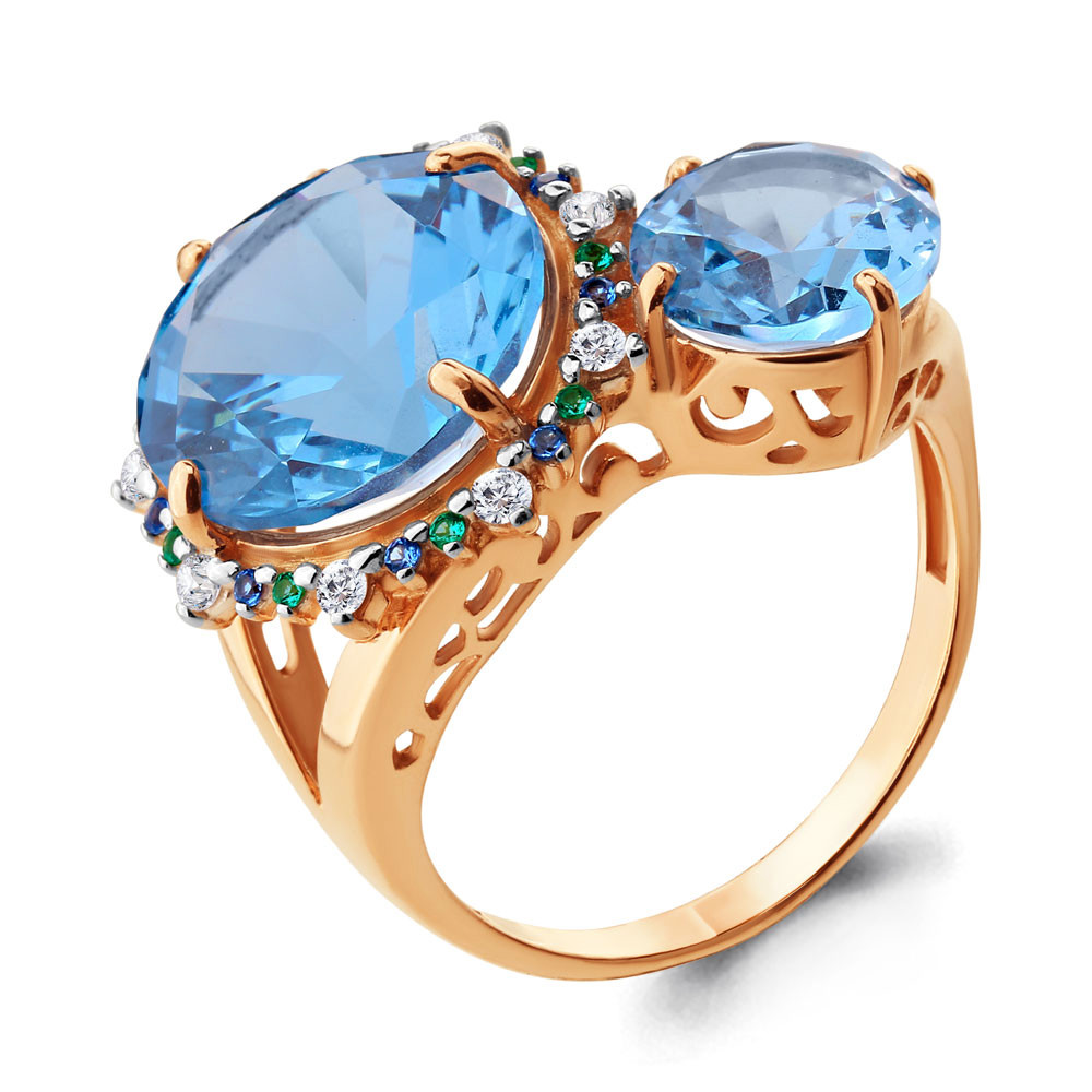 Кольцо Aquamarine 6903692БГ.6 серебро с позолотой коллекц. Каприз