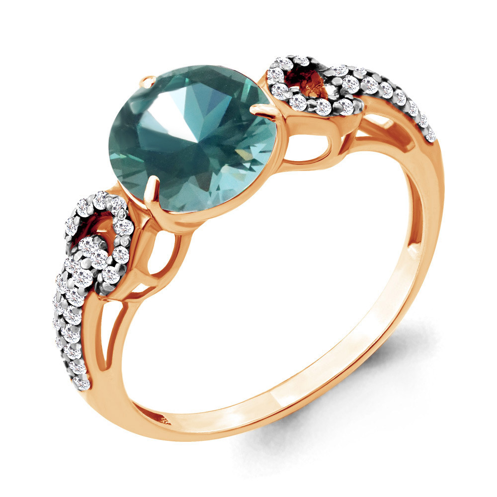 Кольцо Aquamarine 6903188А.6 серебро с позолотой