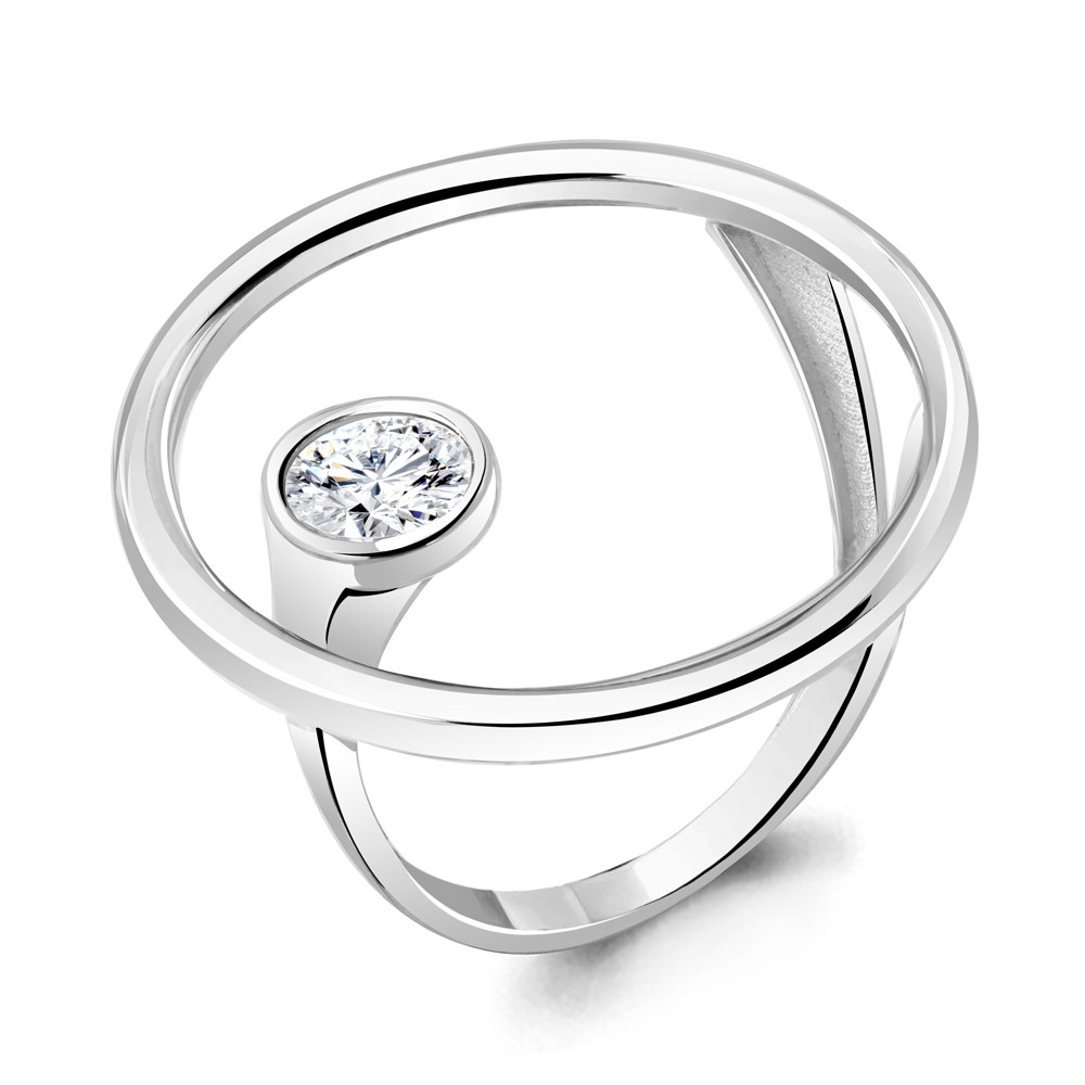Серебряное кольцо Фианит Aquamarine 68966А.5 серебро с родием