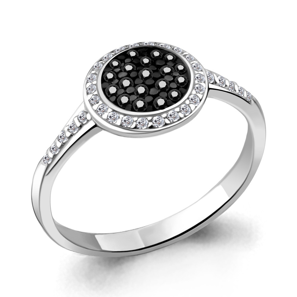 Серебряное кольцо Фианит Нанокристалл Aquamarine 68963АЧ.5 покрыто родием