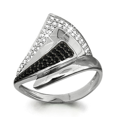 Серебряное кольцо Фианит Нанокристалл Aquamarine 68948АЧ.5 покрыто родием