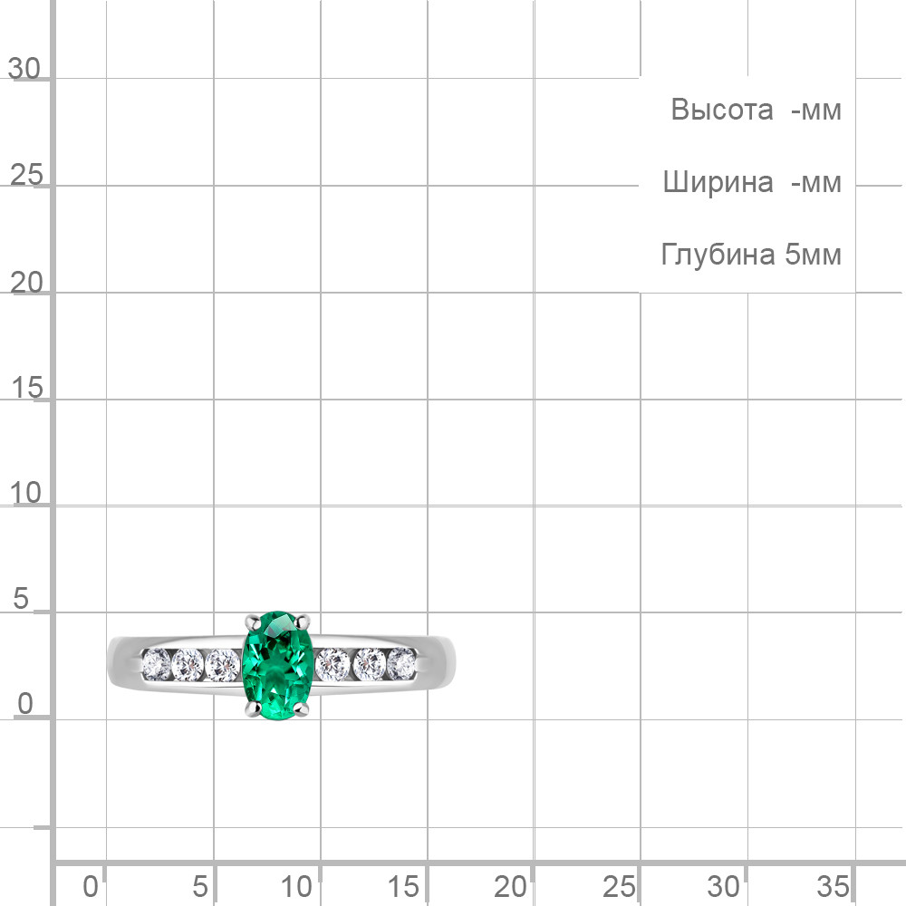 Серебряное кольцо Наноизумруд Фианит Aquamarine 68935АГ.5 покрыто родием коллекц. Клеопатра - фото 2 - id-p103072692