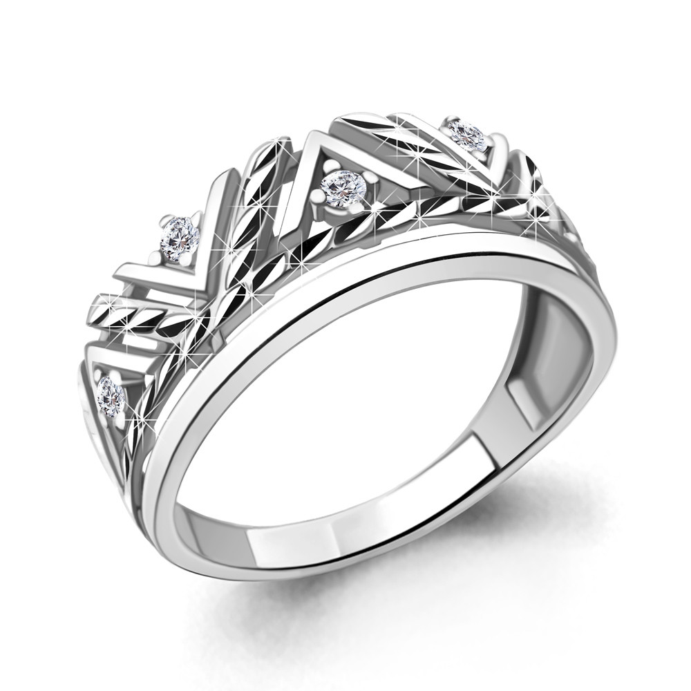 Серебряное кольцо Фианит Aquamarine 68845А.5 покрыто родием коллекц. Sunshine