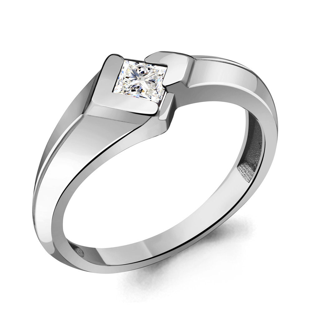Серебряное кольцо Фианит Aquamarine 68831.5 серебро с родием